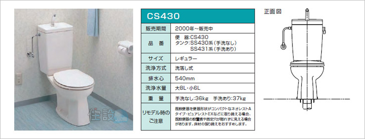 TOTOトイレ：床排水 CS430