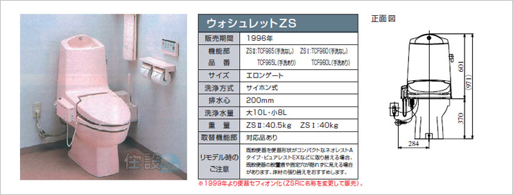 ZSII:TCF965/ZSI:TCF960/ZSII:TCF965L/ZSII:TCF960Lのトイレ(TOTO：床排水)の交換 工事なら【住設ドットコム】