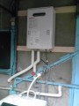 ガス給湯器新設・取付工事（既存電気温水器撤去・破棄処分共）/給水・給湯配管工事[給湯器・既設電温廻り]/台所リモコン配線工事　大阪府堺市美原区　GQ-1639WS-set